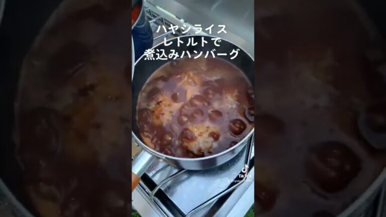 レトルトハヤシライスで煮込みハンバーグ　#キャンプ #簡単レシピ #料理