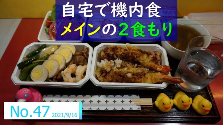 自宅で機内食🍚🛫 No47 メインの2食もり🛫 エビ天丼＆焼きそば w/ Large Smile Mood - Nico Staf