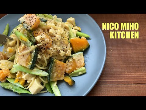 電子レンジで豆乳クリームパスタ