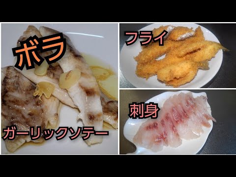 【魚料理】ボラガーリックソテー＆フライ＆刺身
