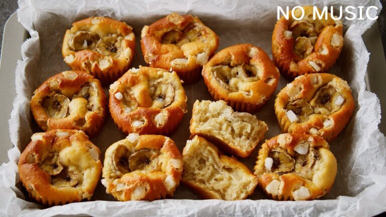 NO MUSIC お菓子作り | 簡単🍌バナナケーキ！しっとり＆もっちり