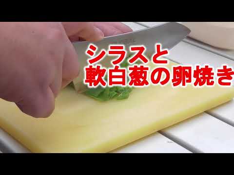 初めてカセットコンロで卵焼きを作ったたれ【シラスと軟白葱の卵焼き】