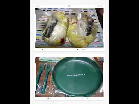 @上の左側が白菜のスタミナ漬け、右側が白菜のレモン漬け、下のは雑誌GLOWの付録、プレートとフォーク