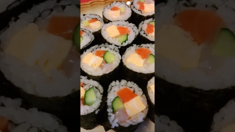 サーモン巻き寿司　甘えびの他にマグロなども美味#sushi#海鮮#サーモン#甘えび