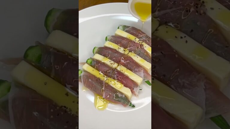 ヘルシー野菜おつまみ！唐揚げを食べ過ぎた胃もたれ夫婦が翌日辿り着いたオクラの生ハム巻きレシピ！簡単おつまみで幸せ夫婦晩酌withちいかわ＃asmr #オクラ #生ハム #shorts