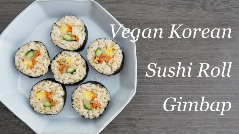 Vegan Korean Sushi Roll Gimbap | ヴィーガン・キンパプ（卵不使用）