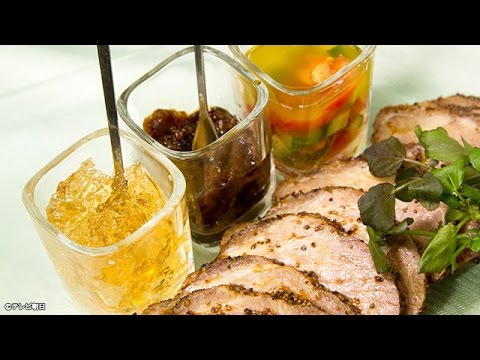 ポークパストラミ・3種のソースPork pastrami and three sauce (1)