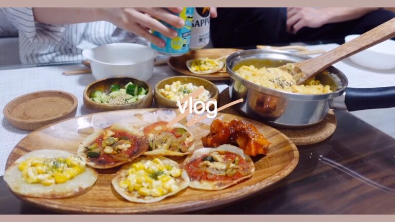 【vlog】オートミールグラノーラ,ヤンニョム豆腐,パリパリミニピザ,ライスペーパートッポギ,豆乳グラタン,アフタヌーンティーをした日🫖☕️