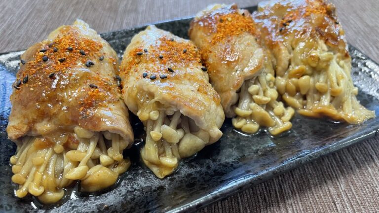 めんつゆ照焼きのえのき肉巻きの作り方【おつまみ】【簡単男飯】