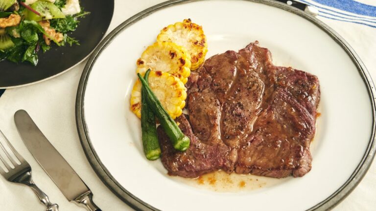 万能ドレッシングで！牛肉のステーキ　夏野菜添え