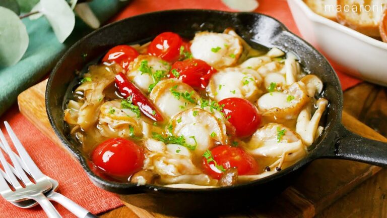 【ホタテのアヒージョ】ベビーホタテの旨みとにんにくの香りが食欲そそる♪前菜にもピッタリ！