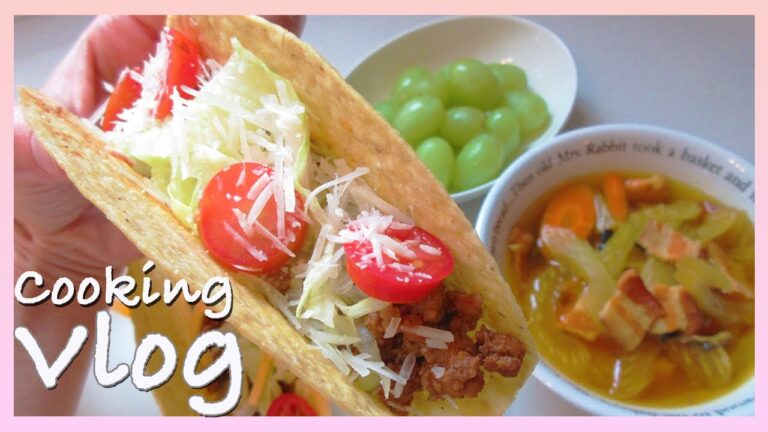 SUB/タコスと野菜スープ作り/アメリカ生活夜ごはん料理Vlog/How to cook tacos/cooking taco