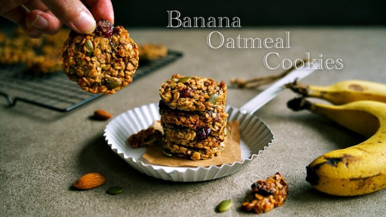 バナナ オートミール クッキーの作り方（レシピ）｜4K｜How to make Banana Oatmeal Cookies  (recipe）｜ヴィーガンレシピ