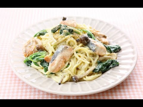 1805_北海道産サーモン味噌漬（西京風味）でクリームパスタ