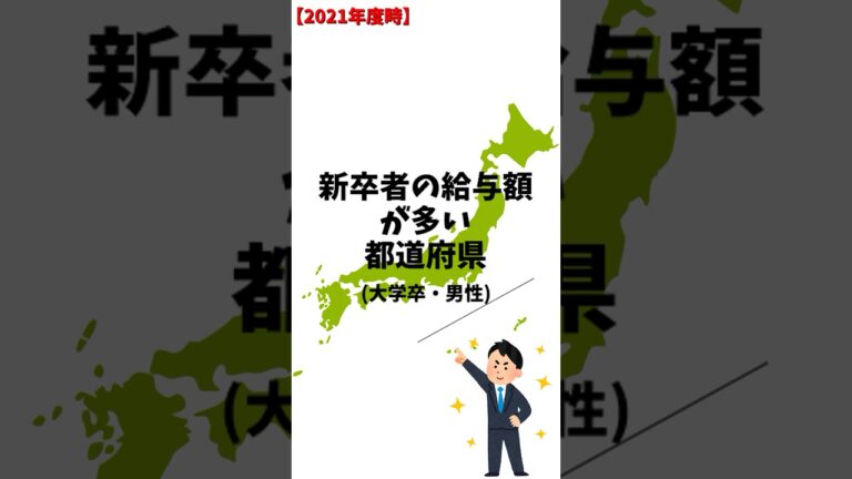 大学新卒男性の給与額が多い都道府県ランキング