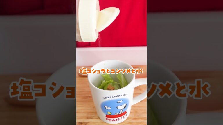 包丁もまな板も必要なし😲レンジでできる簡単スープ✨ #Shorts #マルコメ  #タイパ #マグカップレシピ #簡単レシピ #一人暮らし #スープ #白菜 #ベーコン #時短 #糀甘酒