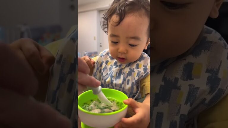 【たくさん食べる子】今日のご飯はイワシのつみれ汁と山芋豆腐🍚part1#shorts #癒しの子ども #赤ちゃん #子供のいる暮らし