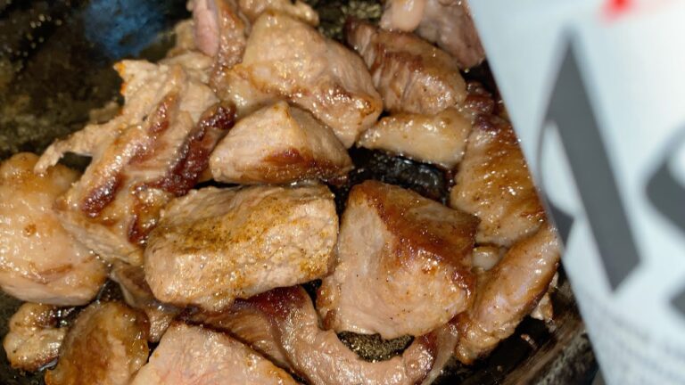 【ビールのおつまみ】煮込み用の角切り牛肉をスキレットで極上肉の用に焼いて行くだけの動画