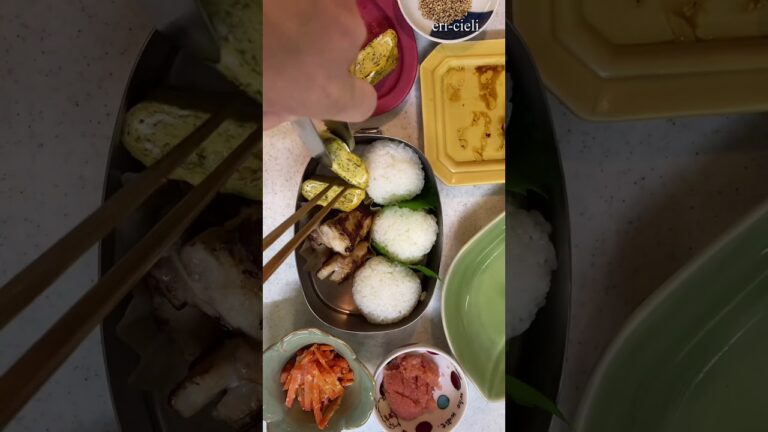 『お弁当の詰め方』たらこおにぎり弁当
