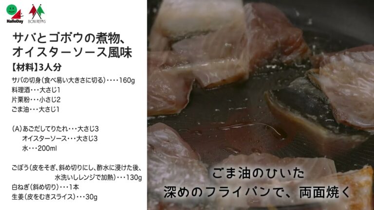 サバとゴボウの煮物、オイスターソース風味