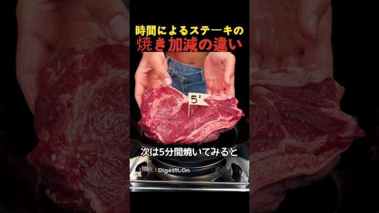 時間によるステーキの焼き加減の違い