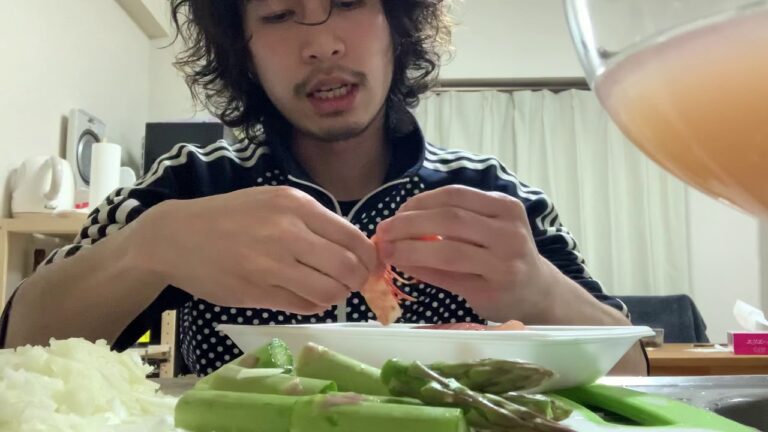 海老とアスパラの天才パスタ。がちうま