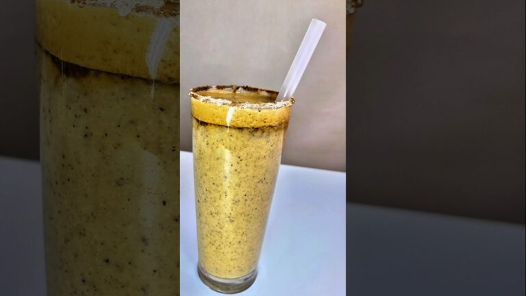 A UNIQUE BANANA GROUND NUTS SMOOTHIE WITH A TOUCH OF FROTHY COFFEE YUMMY #shorts #shortvideo #viral