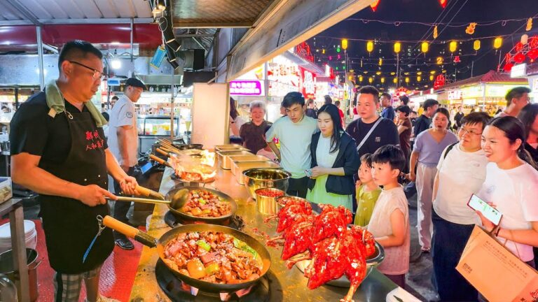 中國河南美味的寶藏夜市！每家都讓人垂涎三尺！街頭炒雞香嫩多汁，空中飛餅令人震驚！酸辣粉Q彈爽滑，超大里脊餅大快朵頤，油炸薯片現場炸制，精彩美味的街頭美食！