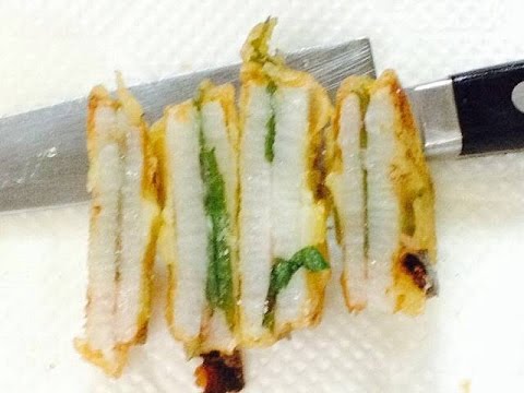 お弁当今日の一品　山芋の梅肉大葉 天ぷら　OBENTO  today's one article