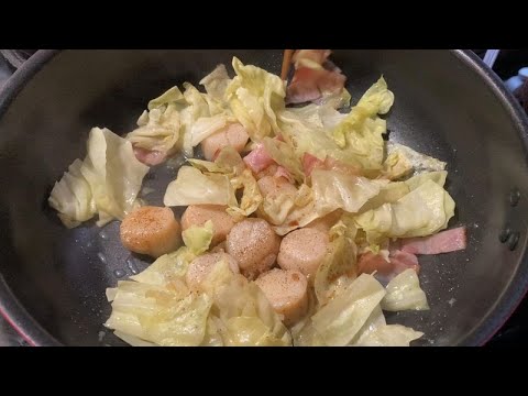 【料理log】バターじょうゆ最高！キャベツとホタテ貝柱のバター醤油炒め