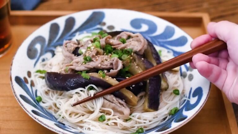 【なすと豚肉のぶっかけそうめん】夏のランチに！ぱぱっと作れるアレンジそうめん♪