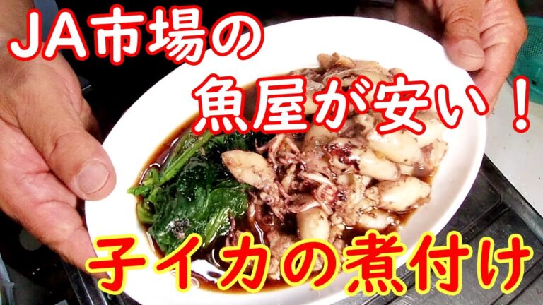 【簡単な料理】JA市場の魚屋が安い！　子イカの煮付け　鰹のハランボウの塩焼き