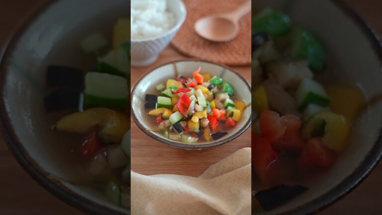 米かきこみたくなるご飯のお供。（なすとパプリカの漬けダレ）#shorts