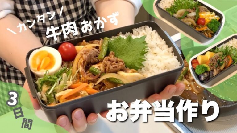 【3日間のお弁当作り#38】牛バラ肉おかずの夫弁当｜作り置き活用