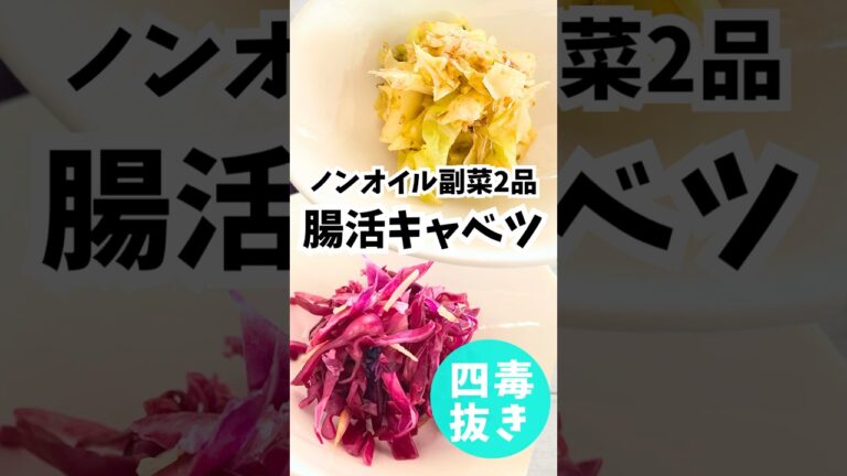 【四毒抜きレシピ】腸活キャベツ簡単副菜2品！秒で完成！忙しい方必見！作り置き、お弁当に使える香りのノンオイルサラダ #四毒抜き