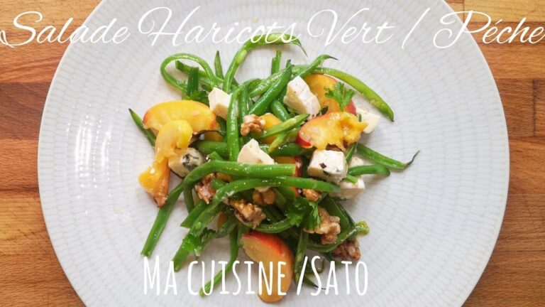 旬のインゲン豆と黄桃、ブルーチーズのサラダ！