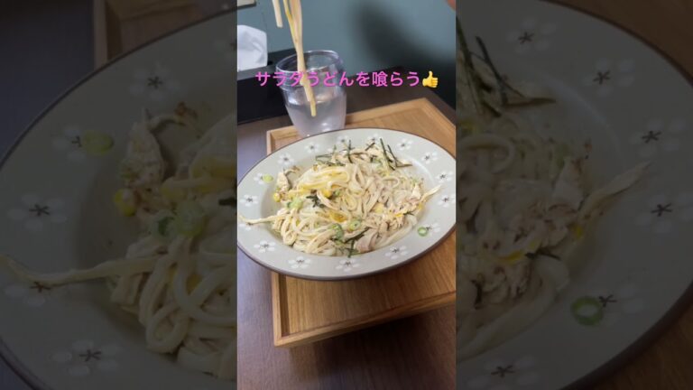 サラダうどんを喰らう👍 #食事 #asmr #eat #うどん