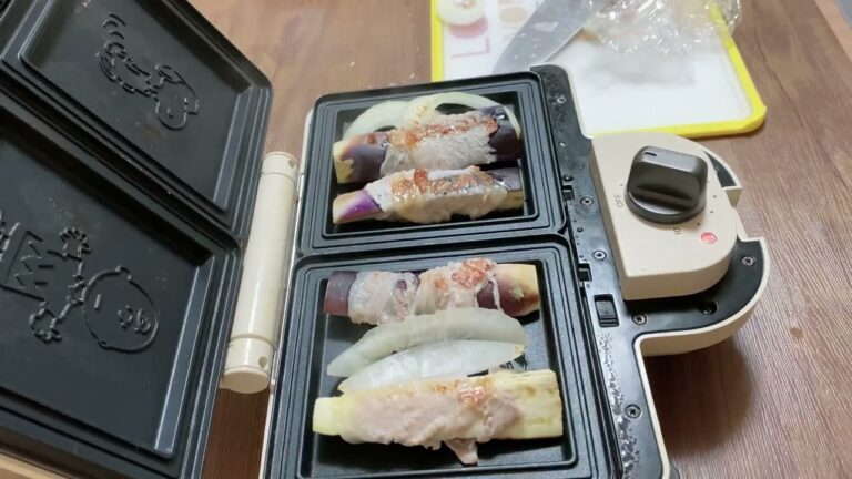 BRUNOホットサンドメーカースヌーピーで夕飯のおかず／なすの豚肉巻／簡単節約レシピ
