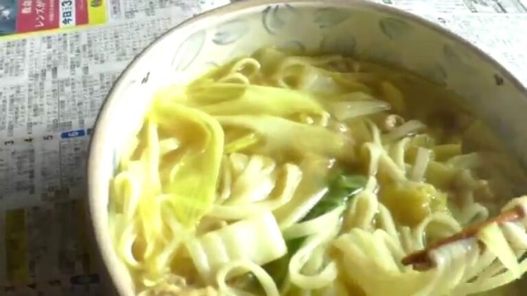今日の俺の昼飯　鶏小肉入りカレー南蛮風うどん　2015年12月26日