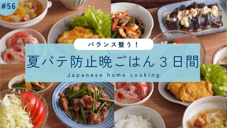 #56【3日間の夕飯献立】夏バテ対策！夏野菜たっぷり晩ごはんレシピ