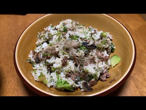 【料理log】マッシュルームが美味しい！ひき肉とマッシュルームでバターライス