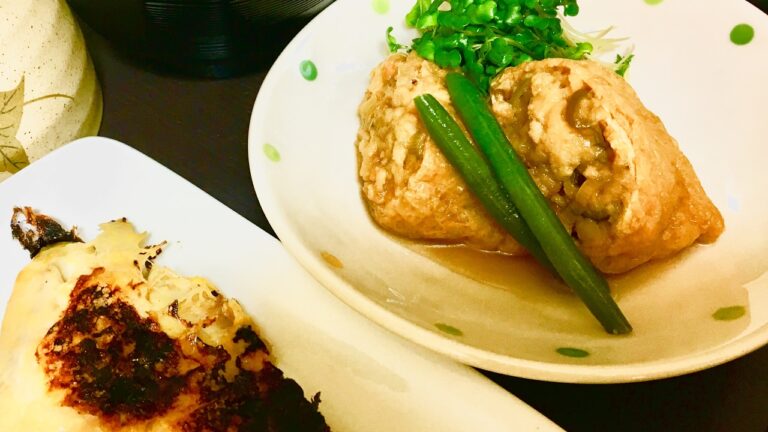 【すり身の巾着煮】【焼き魚】【料理】