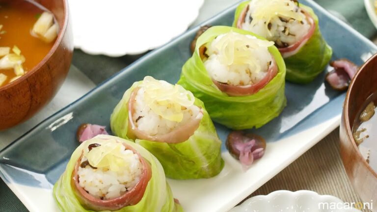 お弁当に！ 春キャベツと 生ハムの ロール キャベツ おにぎり のレシピ 作り方