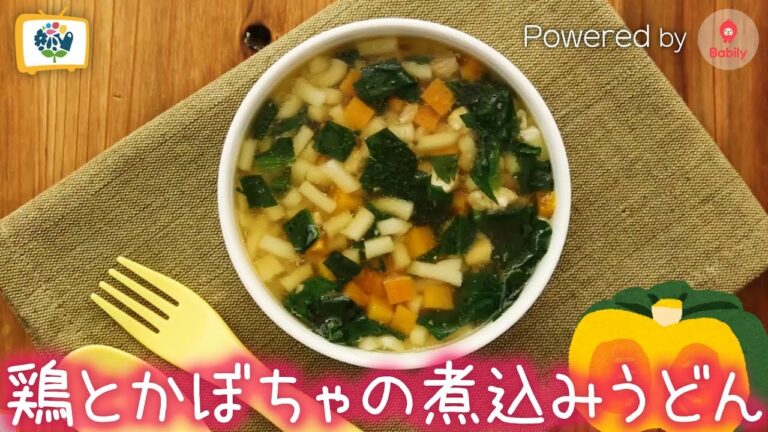 【離乳食レシピ】鶏とかぼちゃの煮込みうどん｜12～18ヶ月頃【コノビーチャンネル】Powered by Babily