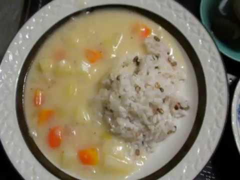 クリームシチューライス♡サバ缶サラダ♡ヨーグルト