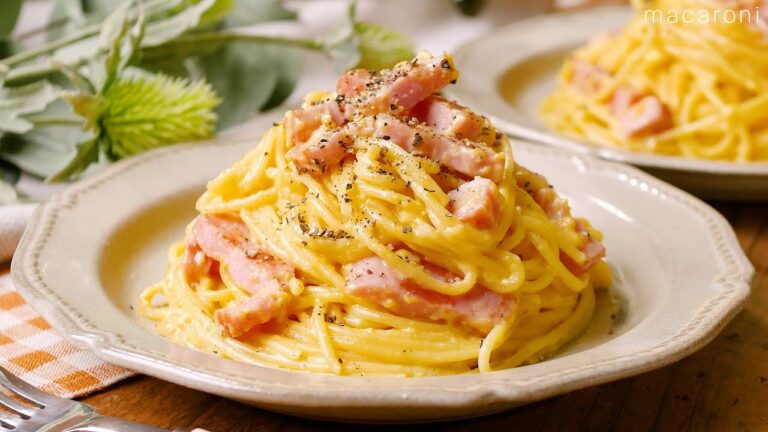 【豆乳カルボナーラ】牛乳、生クリーム不使用！豆乳であっさりとした味わい♪