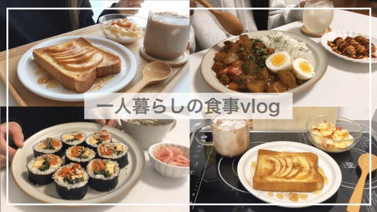 一人暮らしの自炊vlog/海苔巻きを作って食べる🍣/体型維持について/りんごトースト、大根そぼろカレー、みそ田楽、生チョコケーキ