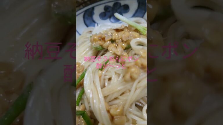 納豆そうめんにポン酢が～っとな件について #納豆 #そうめん #コメントしてくれたら嬉しいです