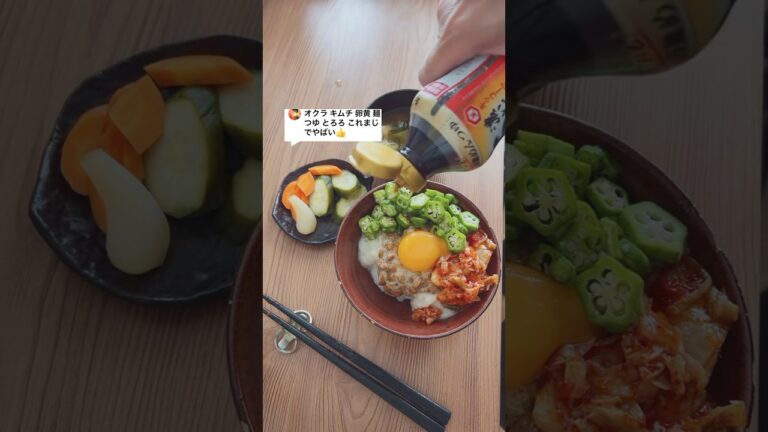 オクラ、キムチ、卵黄、麺つゆ、とろろこれまじでやばい👍