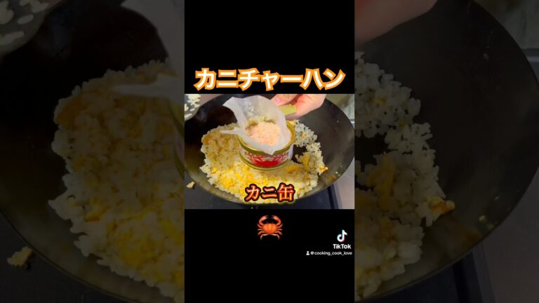【カニチャーハン】カニ缶詰 #おうち料理 #料理 #親子クッキング #cooking #飯テロ #キャンプ飯　#チャーハン #炒飯　#カニ　#カニ缶　#チャーハン作り方 #チャーハン動画